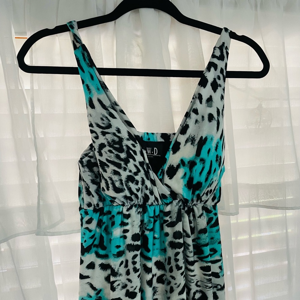 Turquoise Cheetah Print Maxi Dress